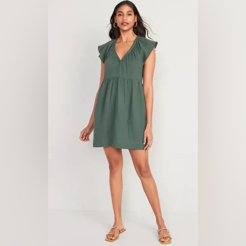 Old Navy Flutter-Sleeve V-Neck Mini Swing Dress.